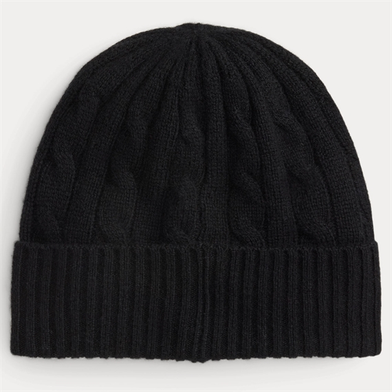 Polo Ralph Lauren Cable-Knit Wool-Cashmere Beanie, Sort